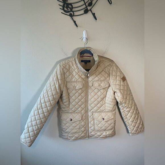 Tommy Hilfiger cream  quilted zip-up jacket size M - Picture 3 of 12